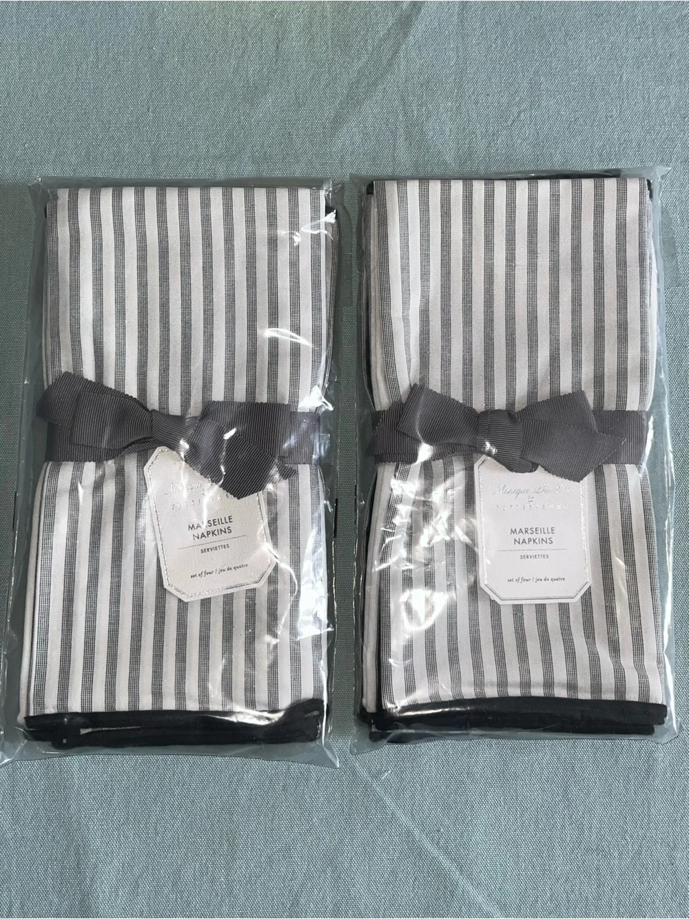 Pottery Barn Gray & White Striped Napkins - Set of 2